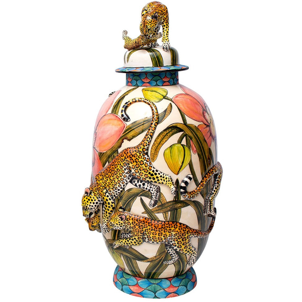 Leopard urn