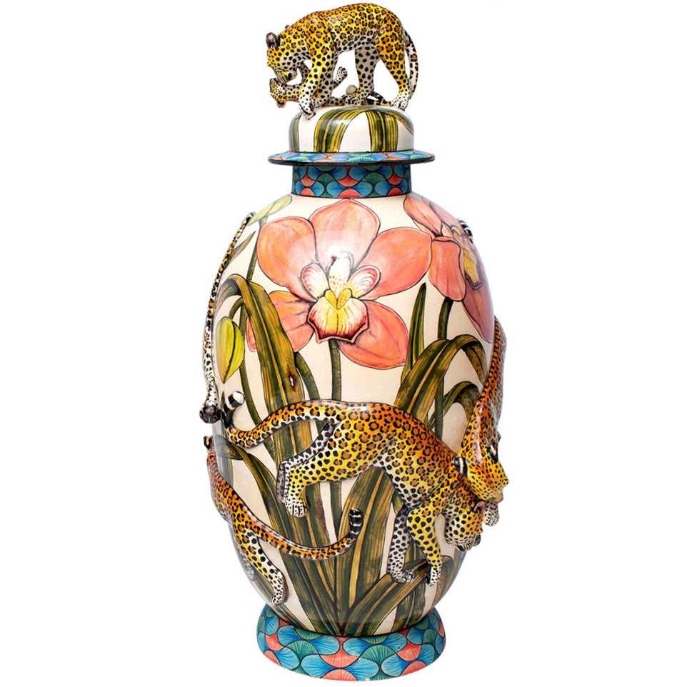 Leopard urn