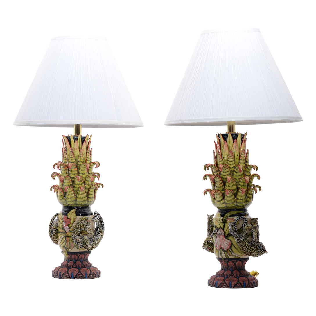 Leopard pair of lamps