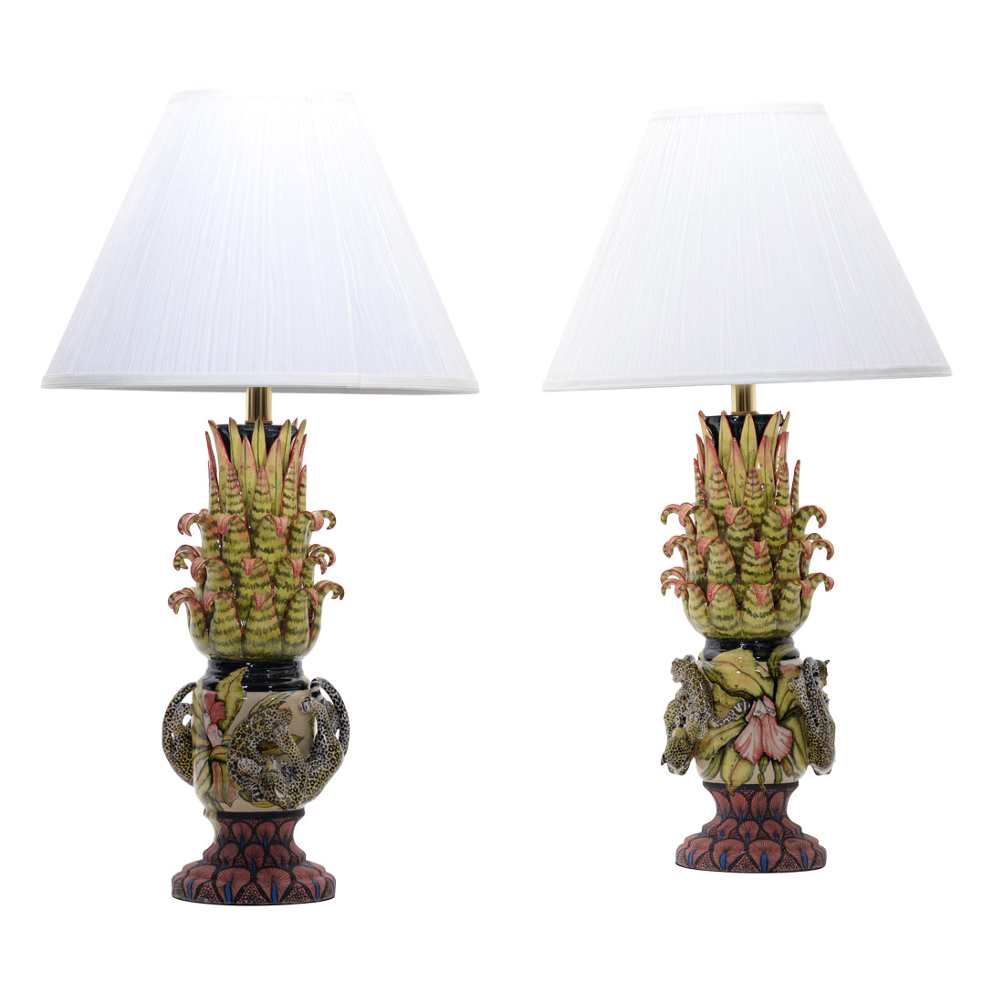 Leopard pair of lamps