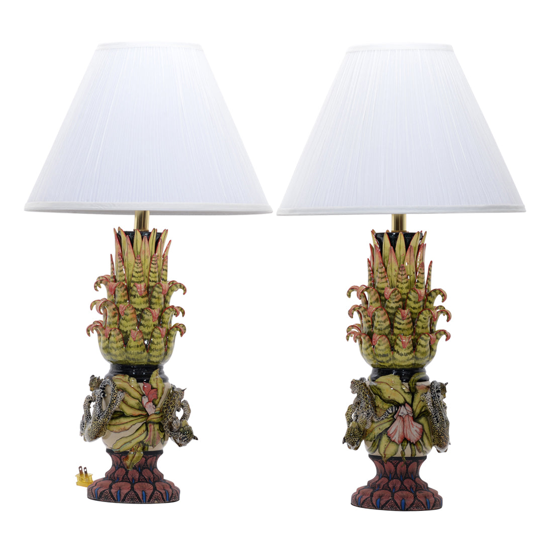 Leopard pair of lamps