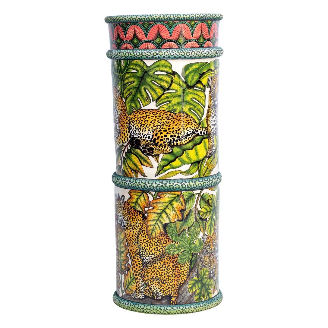 Leopards on a fig tree umbrella stand