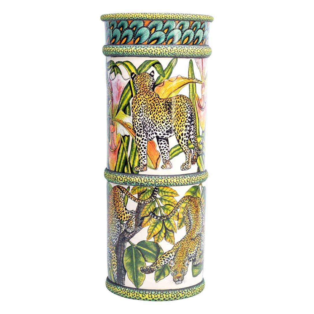 Leopard on a fig tree umbrella stand