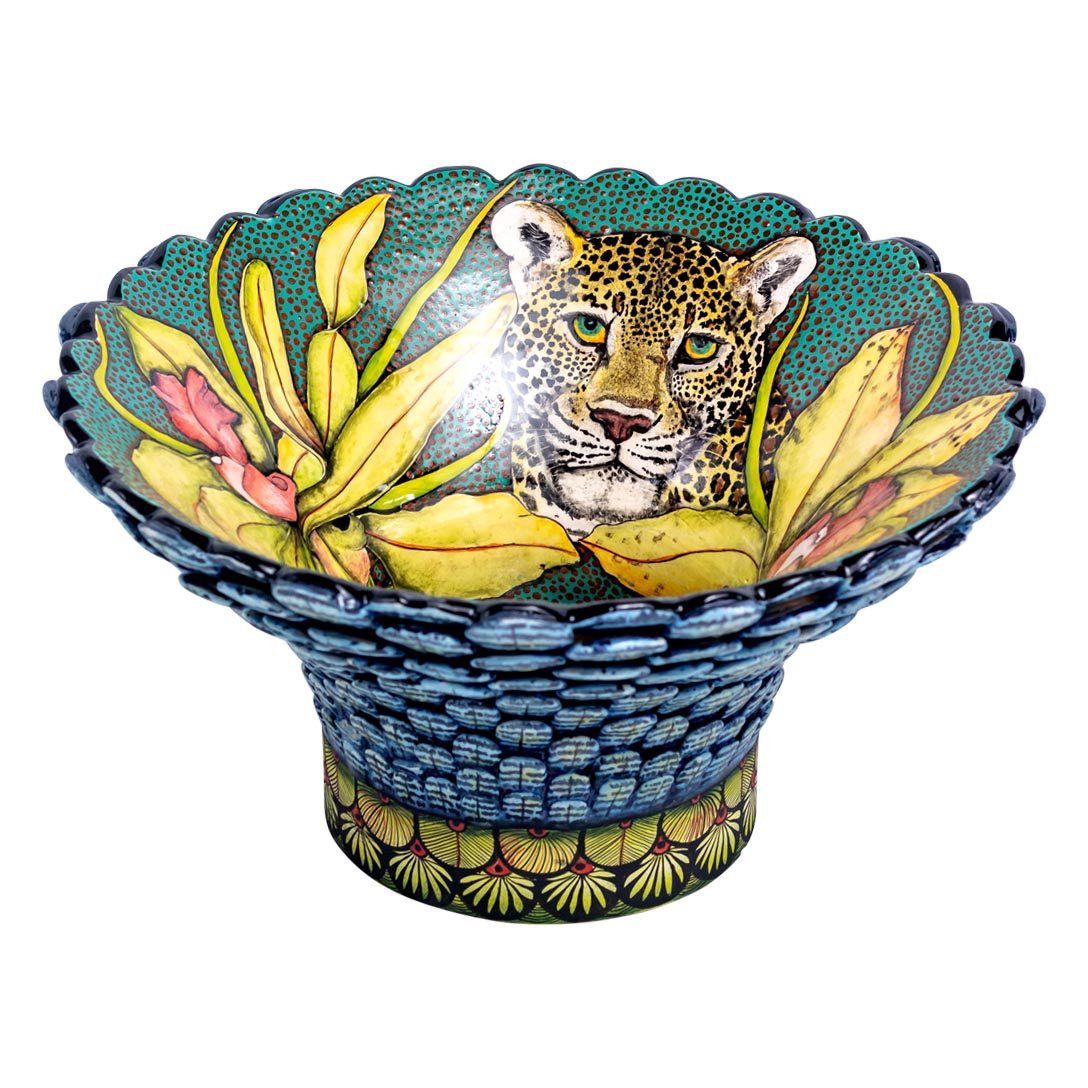 Leopard, feathers, pattern  bowl