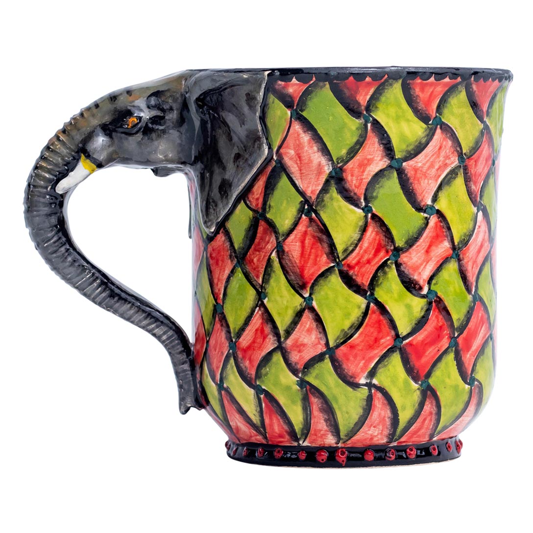 Elephant, rhombus pattern mug