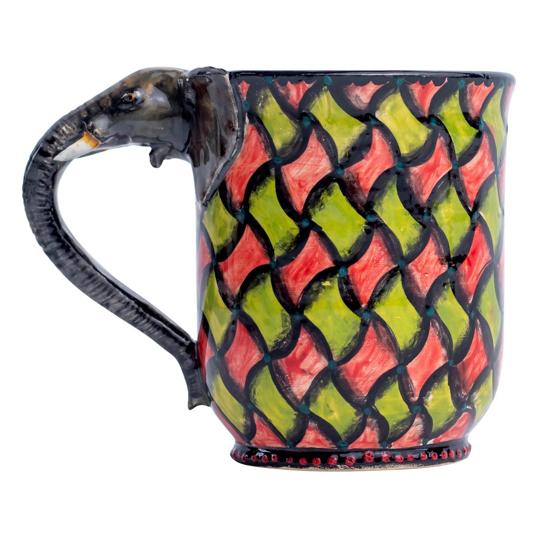 Elephant, rhombus  pattern mug