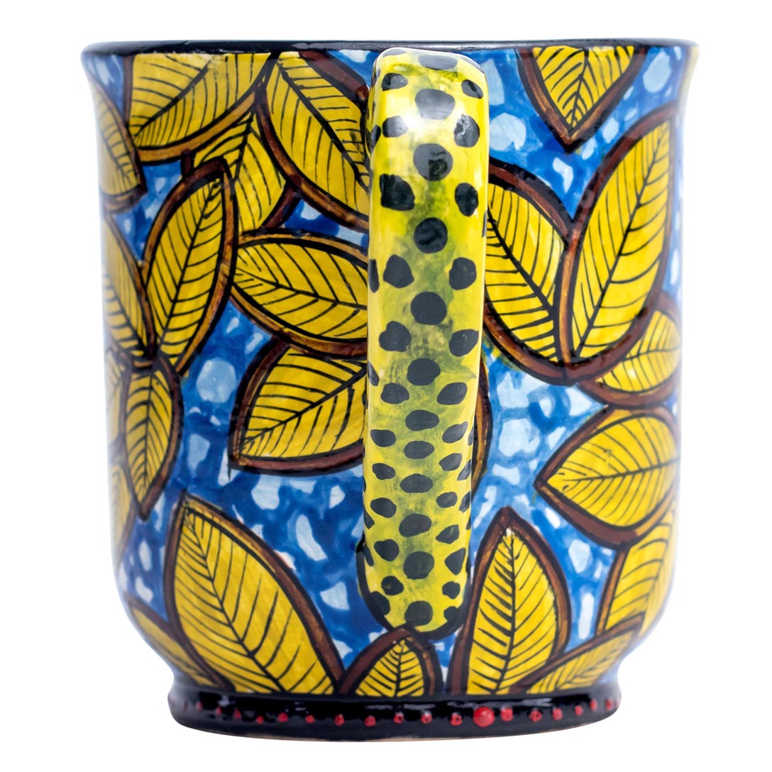 Zebra stripes, yellow leaves mug