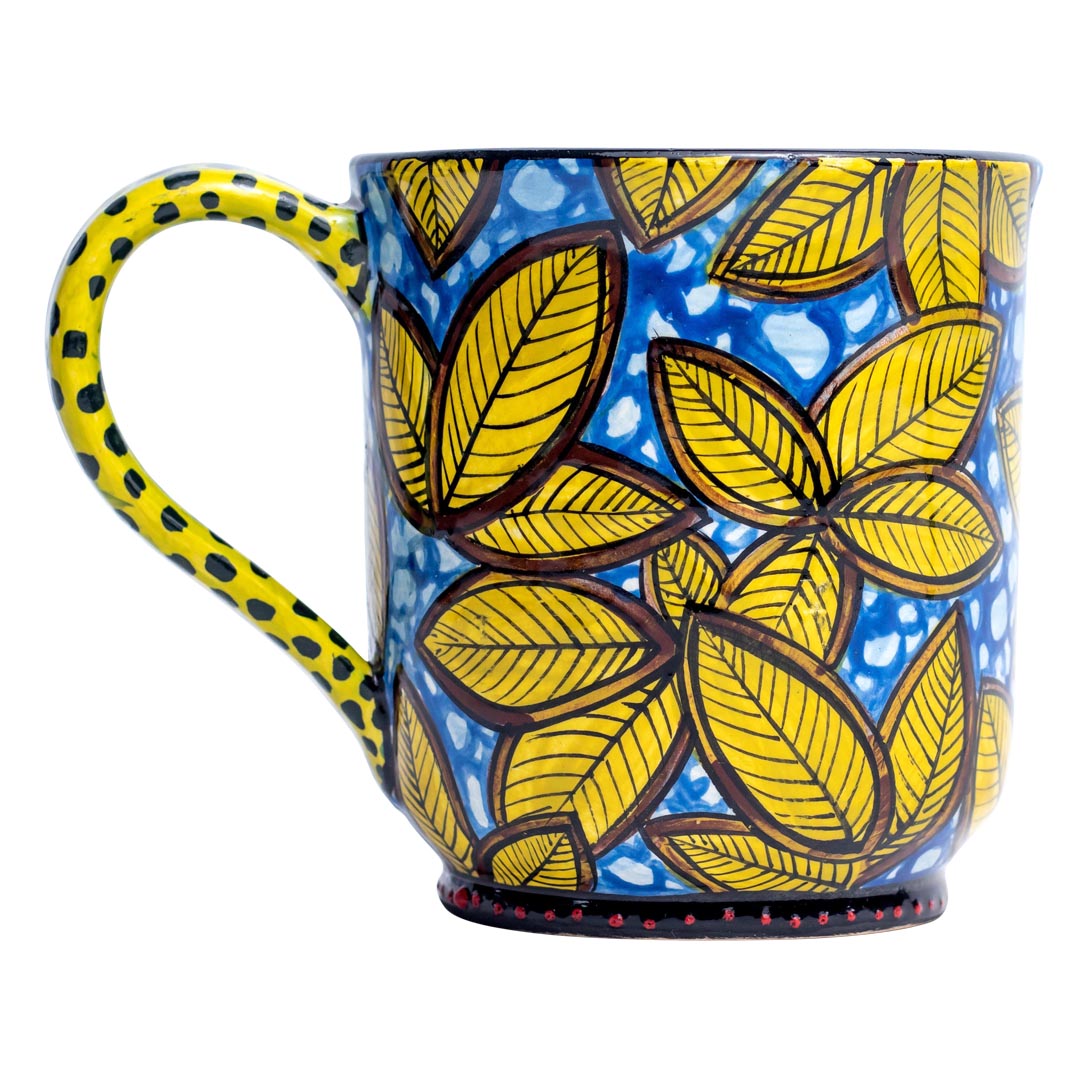 Zebra stripes, yellow leaves mug