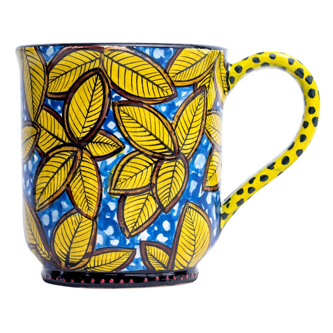 Zebra stripes, yellow leaves mug