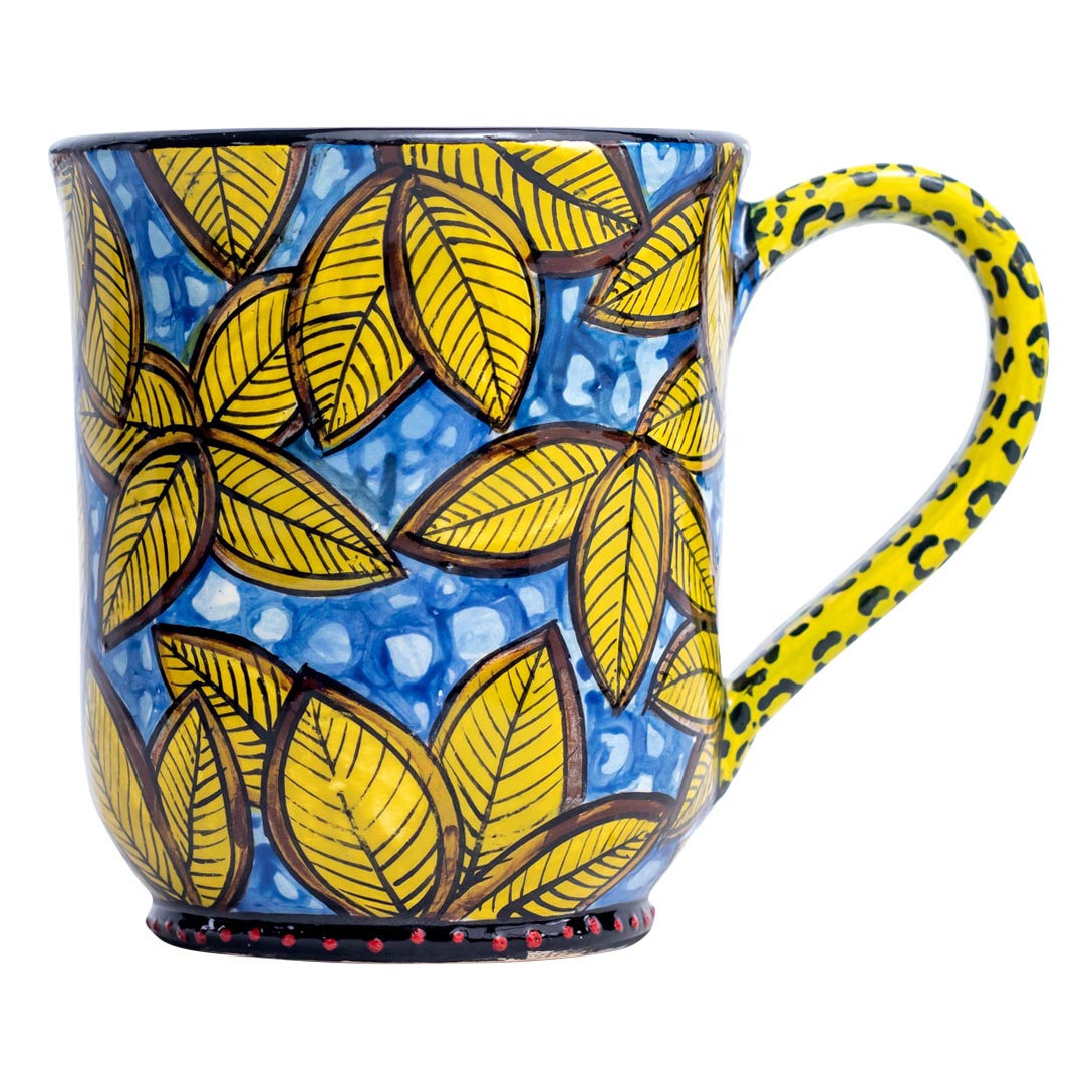 Leopard spot, yellow leaves mug