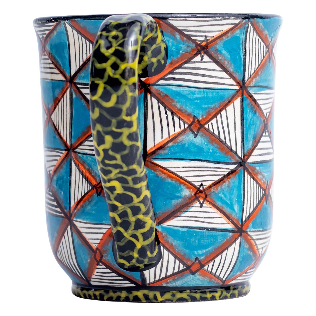 Giraffe spot, shweshwe pattern mug