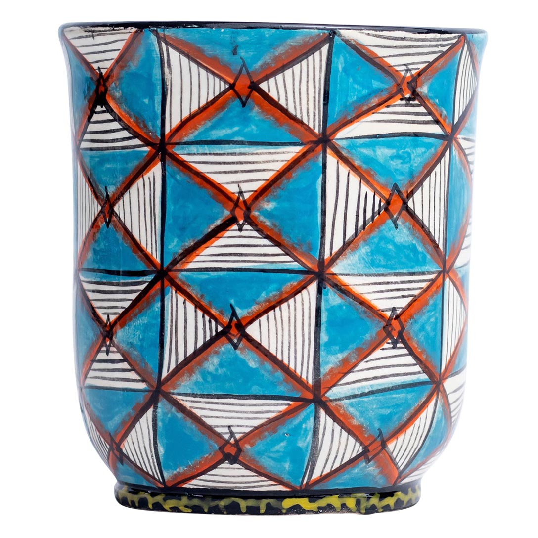 Giraffe spot, shweshwe pattern mug