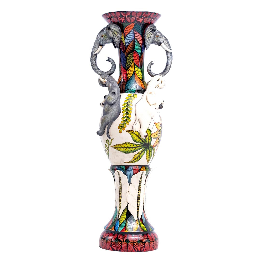 Elephant, passion flower vase