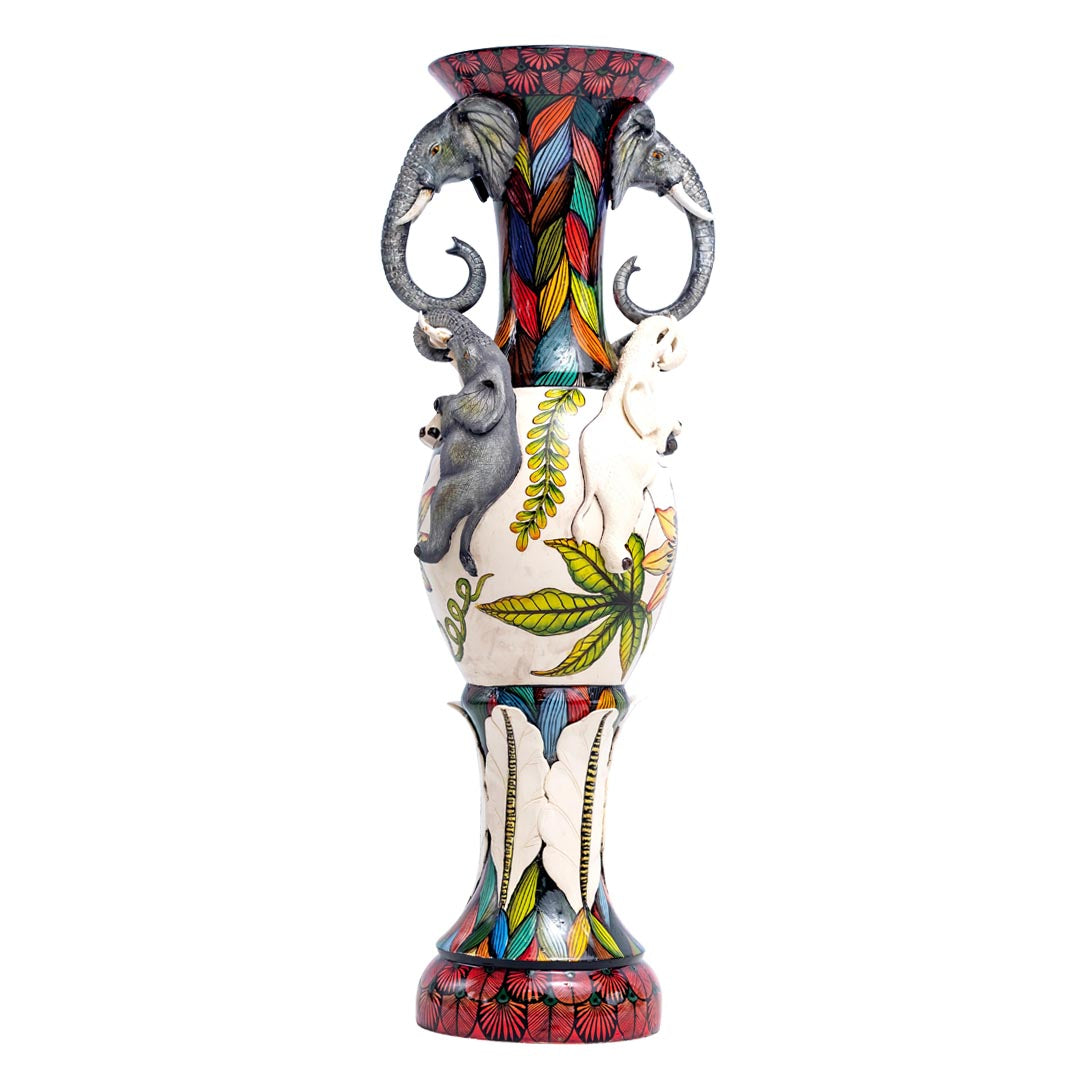 Elephant, passion flower vase