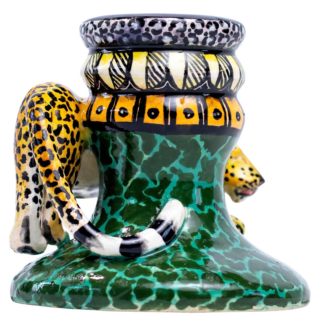 Pair of leopard candlesticks