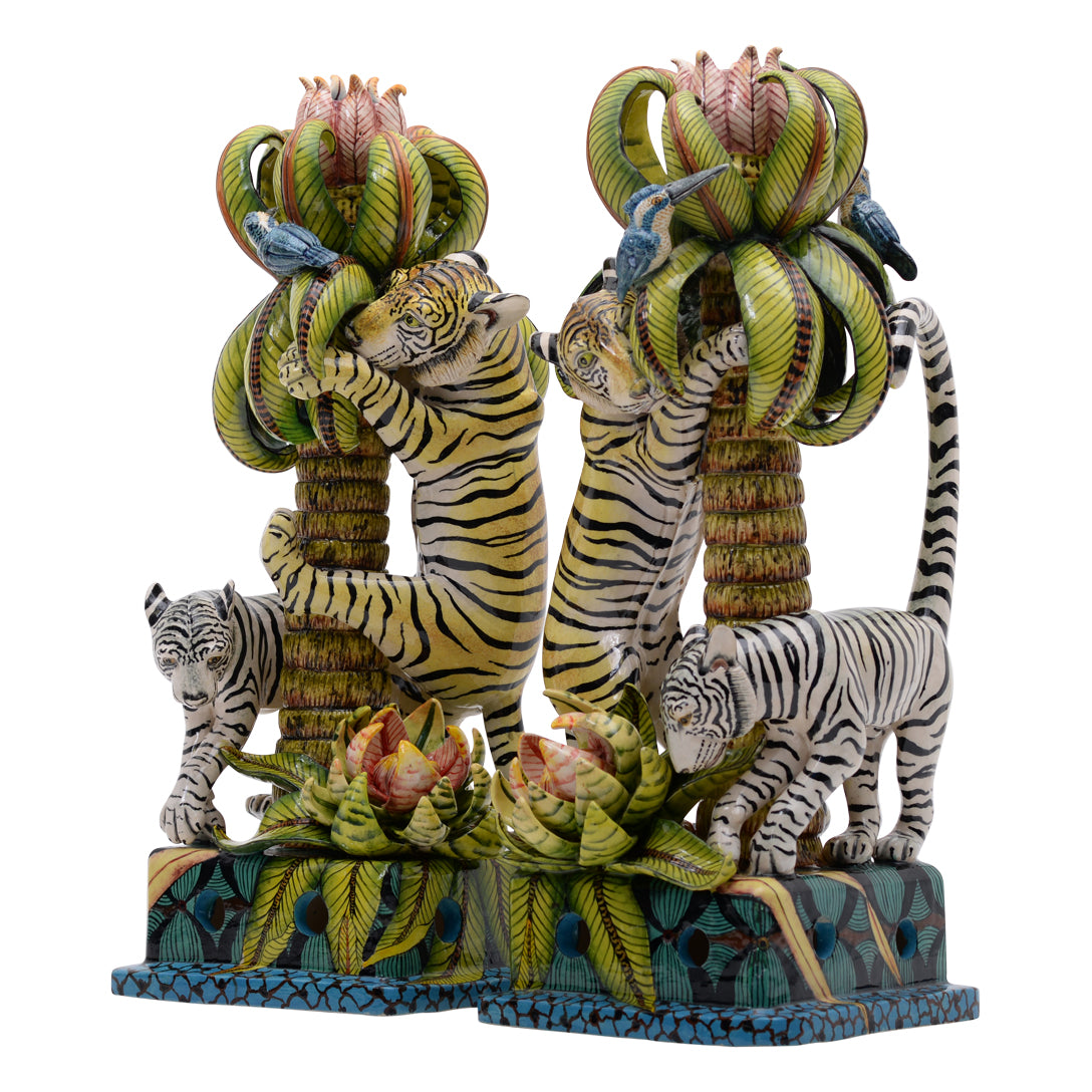 Pair of candlestick tiger candlesticks