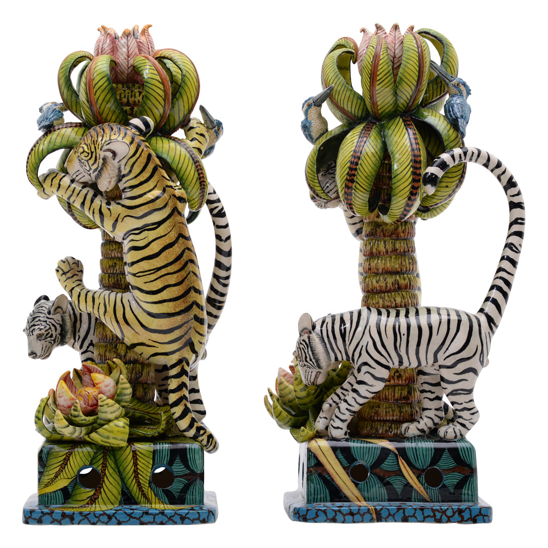 Pair of candlestick tiger candlesticks