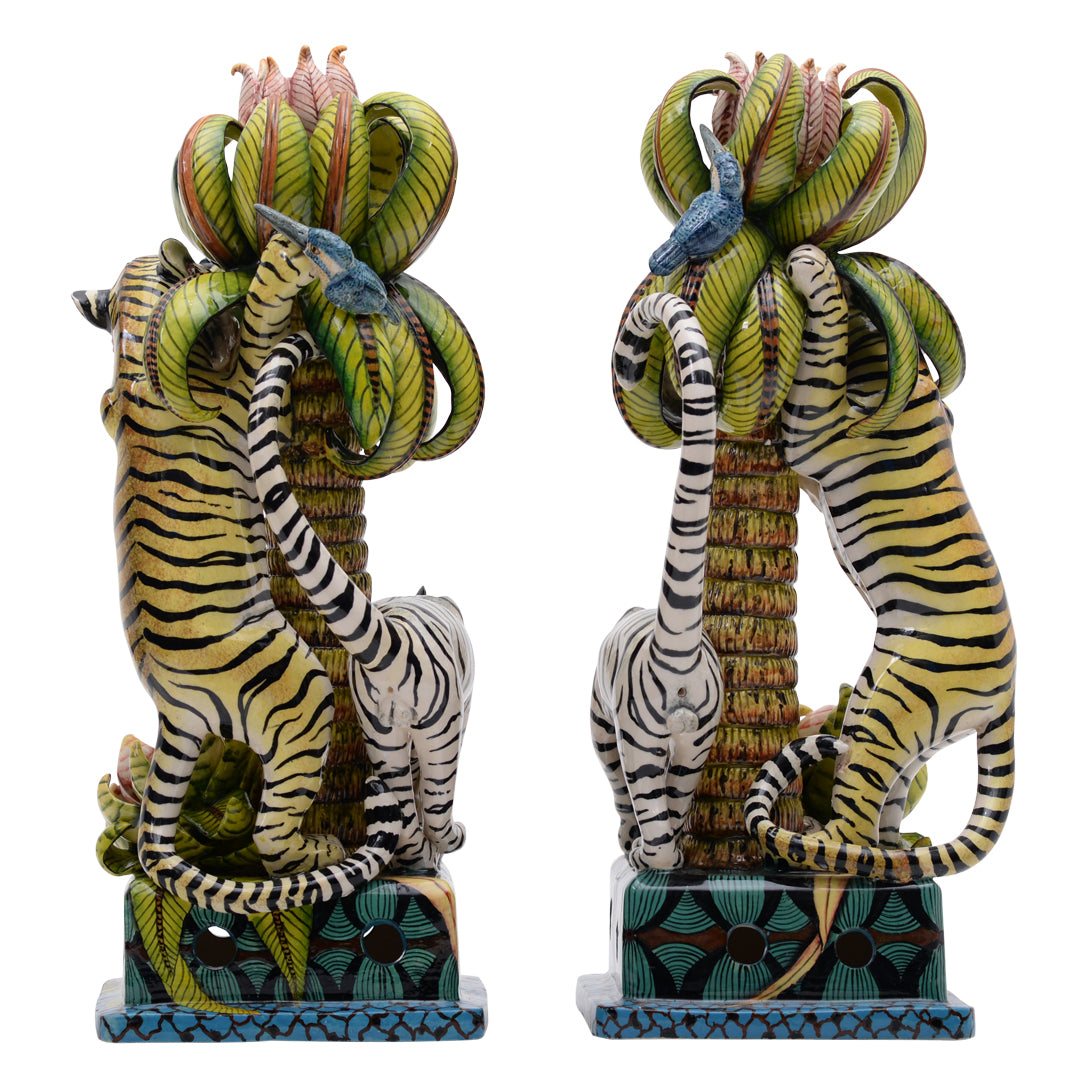 Pair of candlestick tiger candlesticks