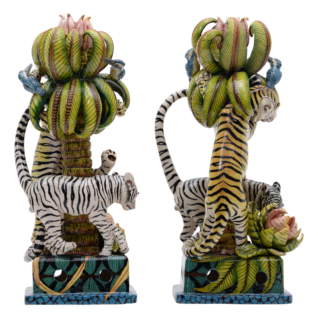 Pair of candlestick tiger candlesticks