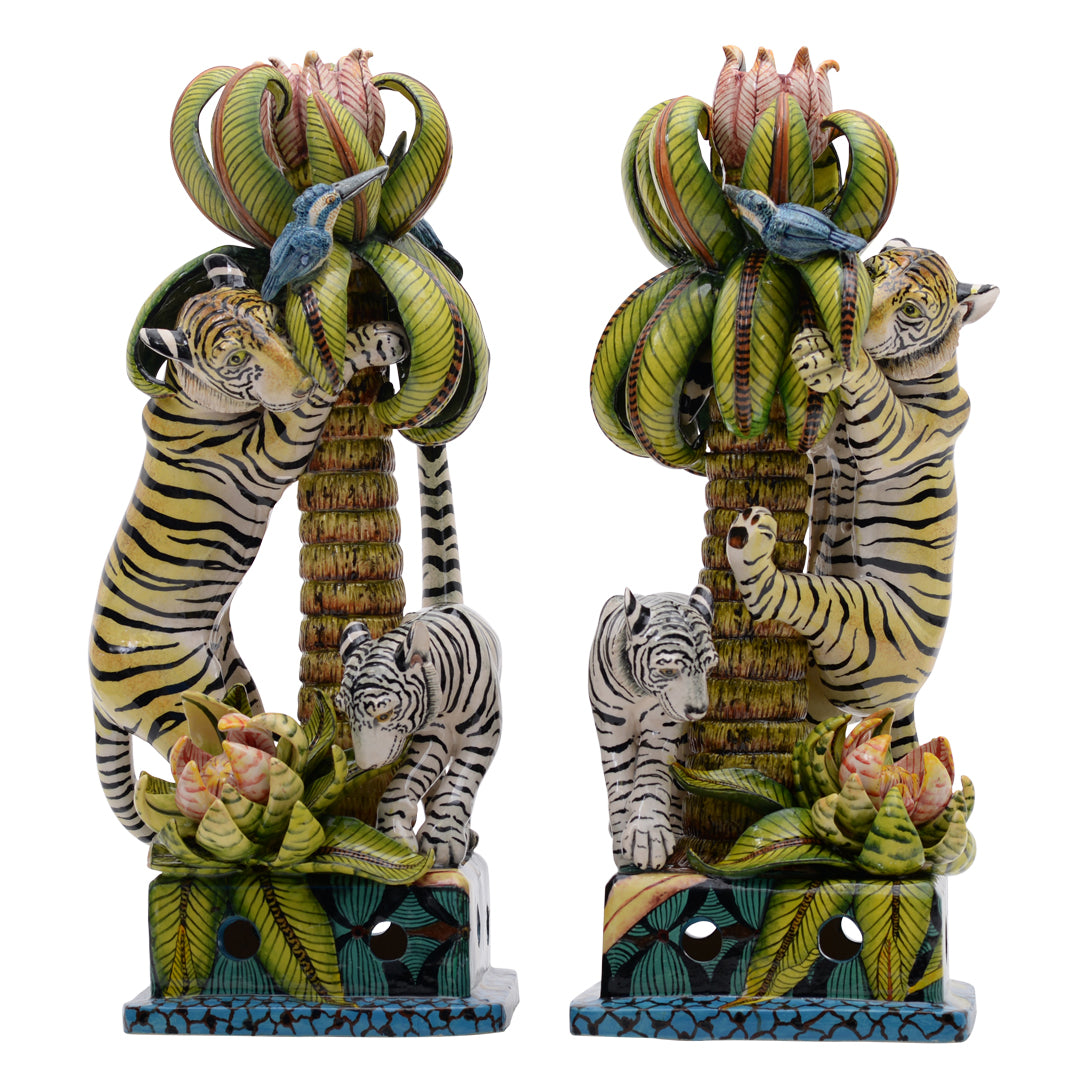 Pair of candlestick tiger candlesticks