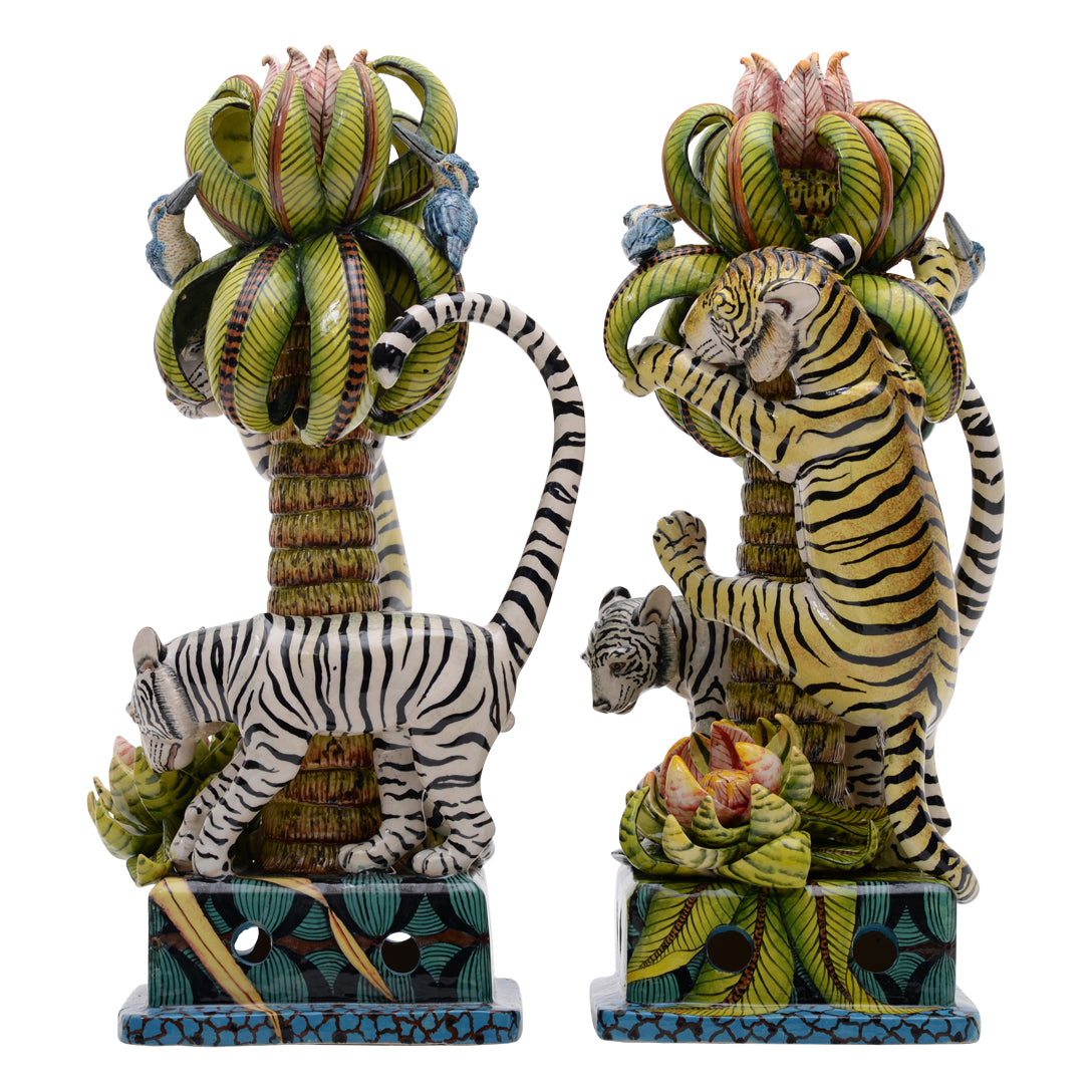 Pair of candlestick tiger candlesticks