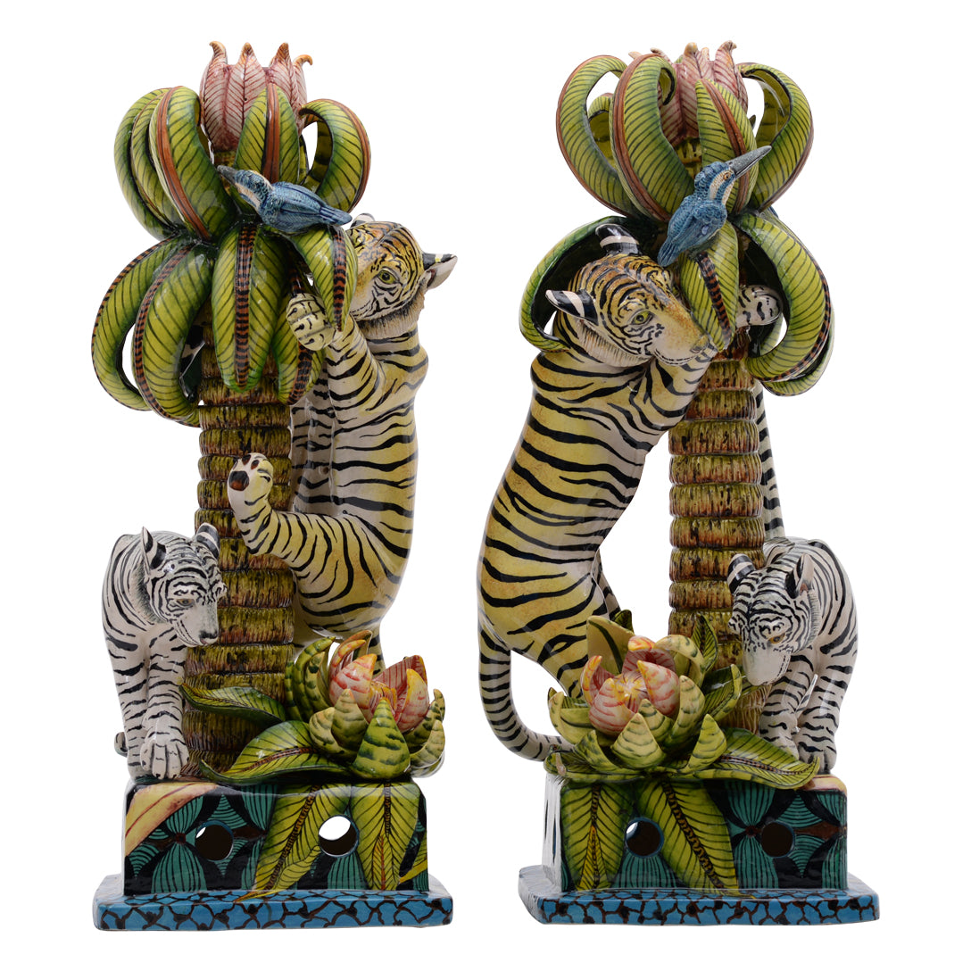 Pair of candlestick tiger candlesticks