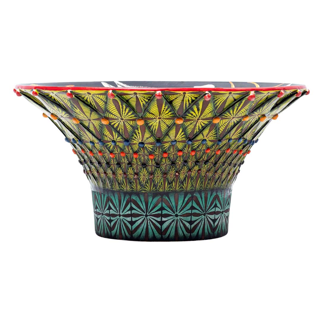 Zebra,calla lilly,green,white,black,blue, zulu hat bowl