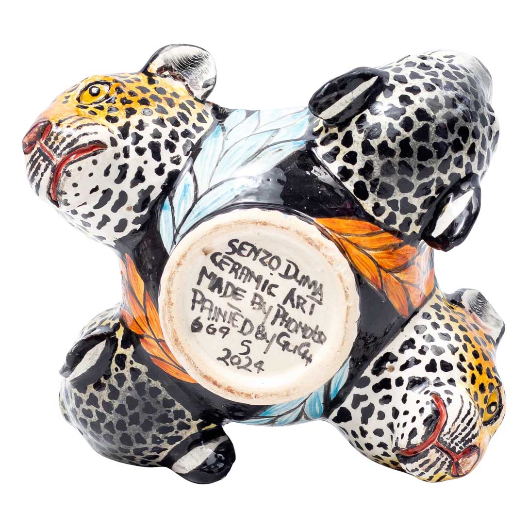 Leopards heads, blue , black, orange,peanut bowl