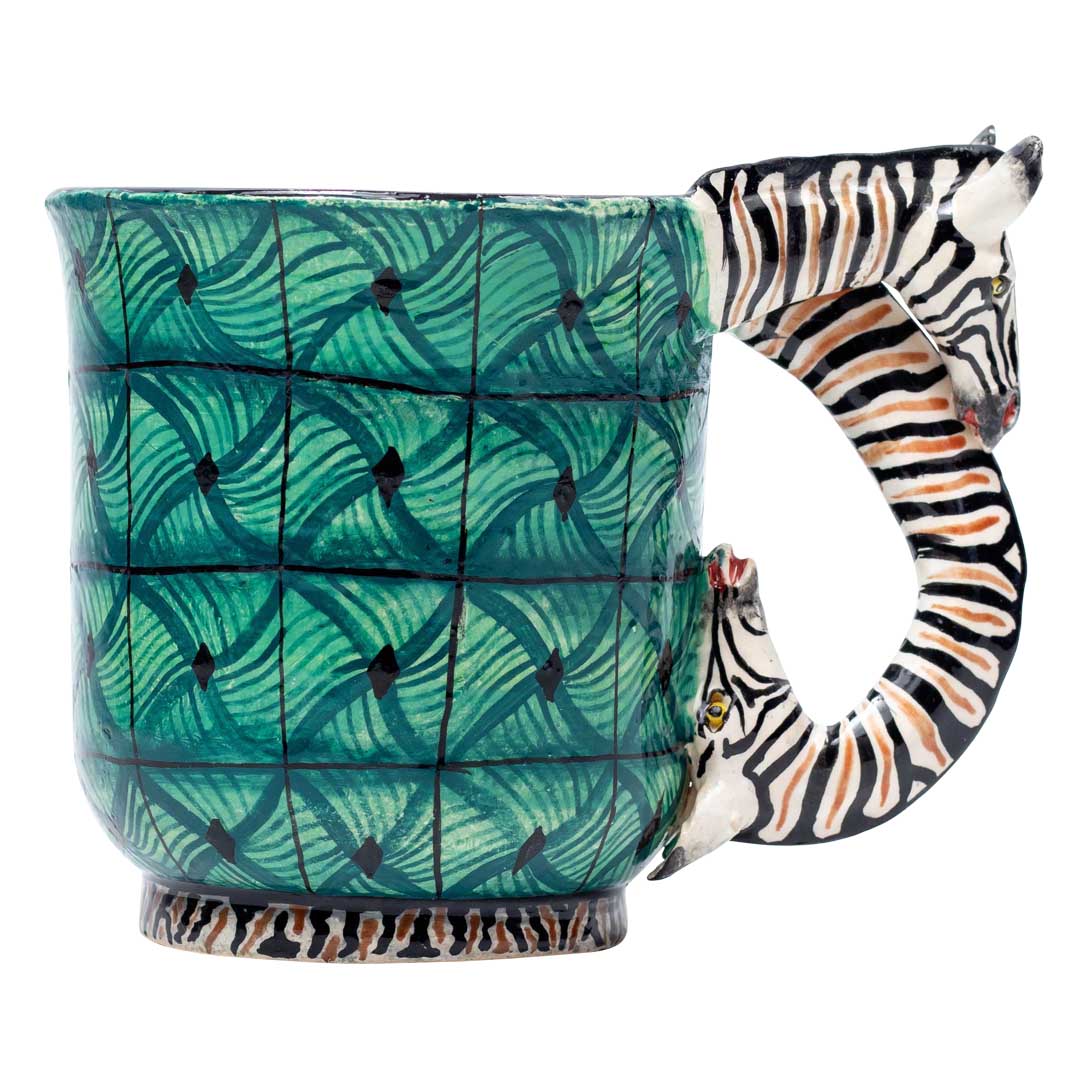 Zebra, pattern,blue,black, mug