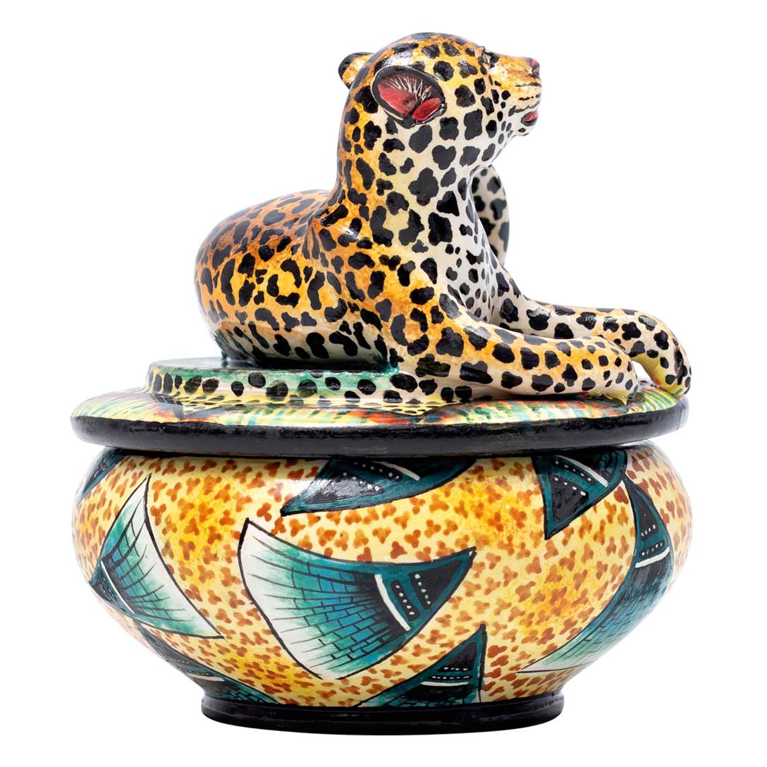 Leopard,gold,black,blue jewelry box