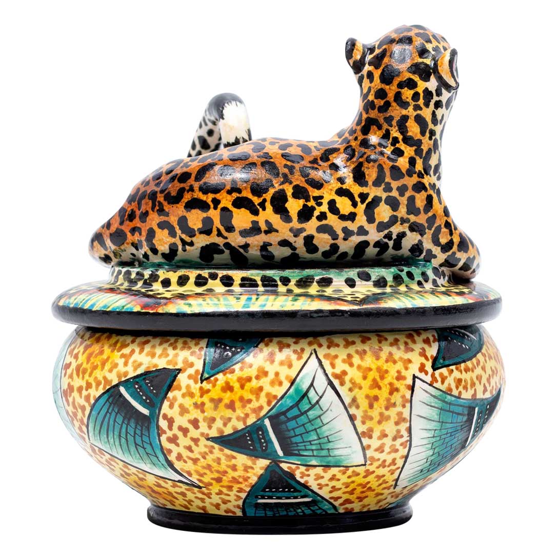 Leopard,gold,black,blue jewelry box
