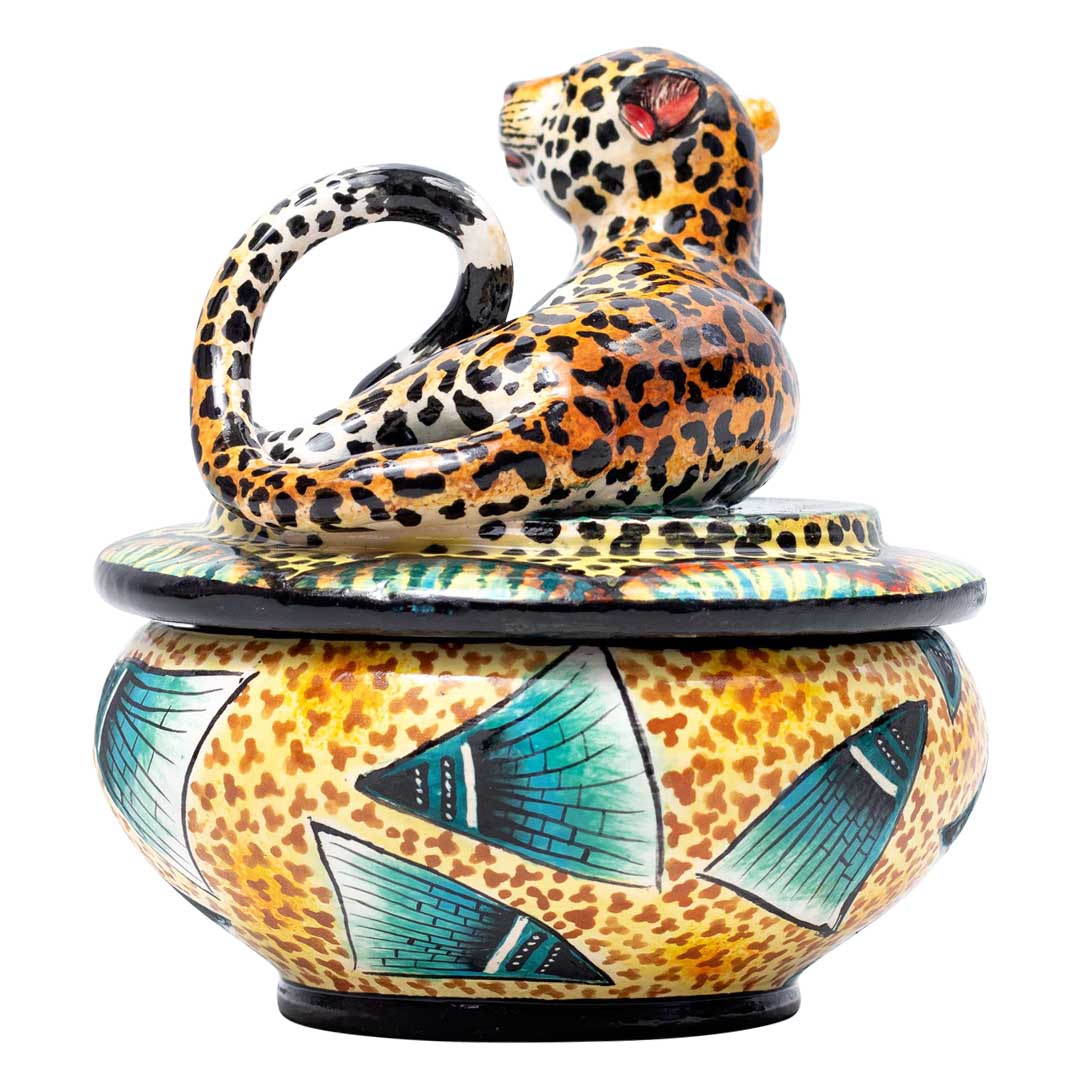 Leopard,gold,black,blue jewelry box