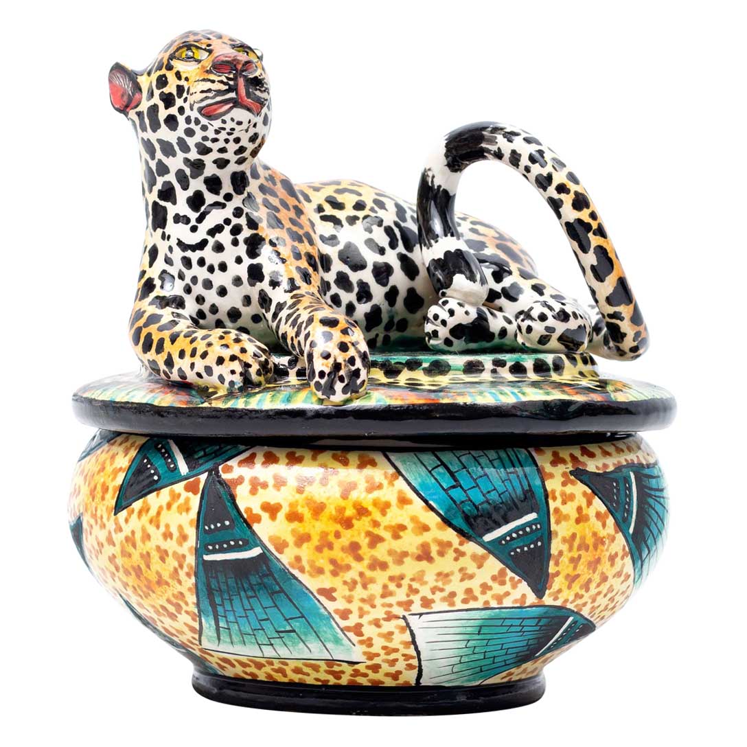 Leopard,gold,black,blue jewelry box