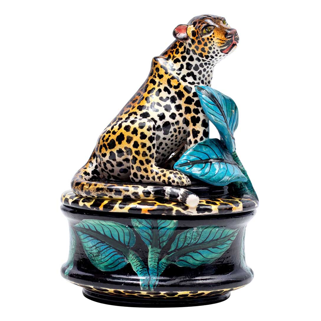 Leopard, leaves jewelry box