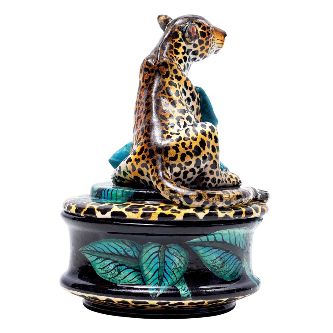 Leopard, leaves jewelry box