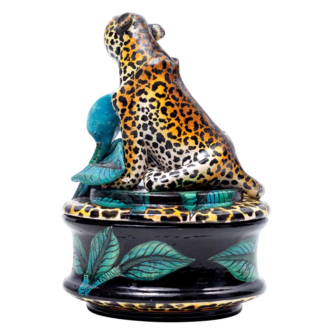 Leopard, leaves jewelry box