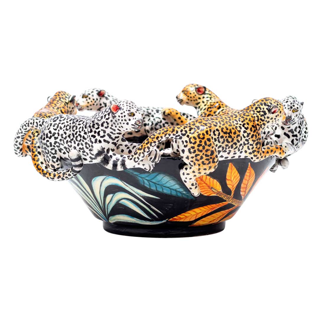 Leopard,lotus flower, bowl