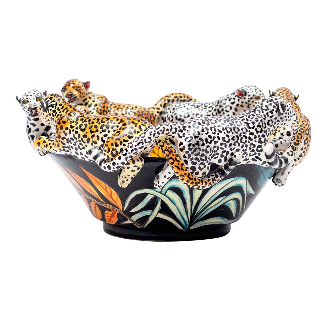 Leopard,lotus flower, bowl