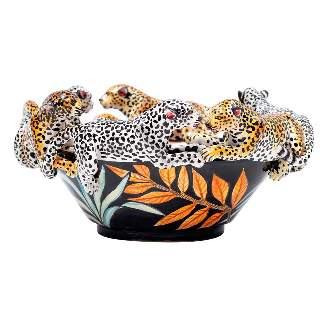 Leopard,lotus flower, bowl