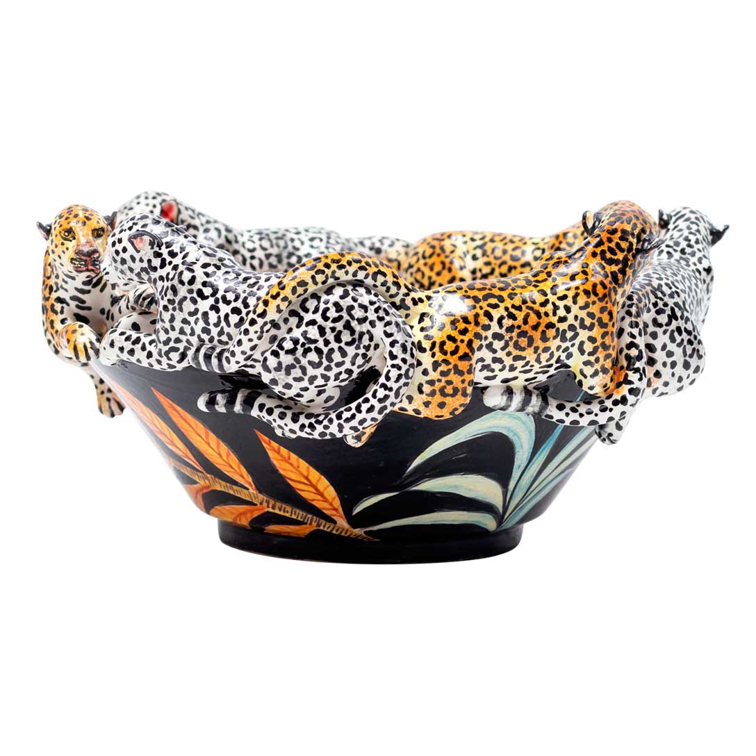 Leopard,lotus flower, bowl