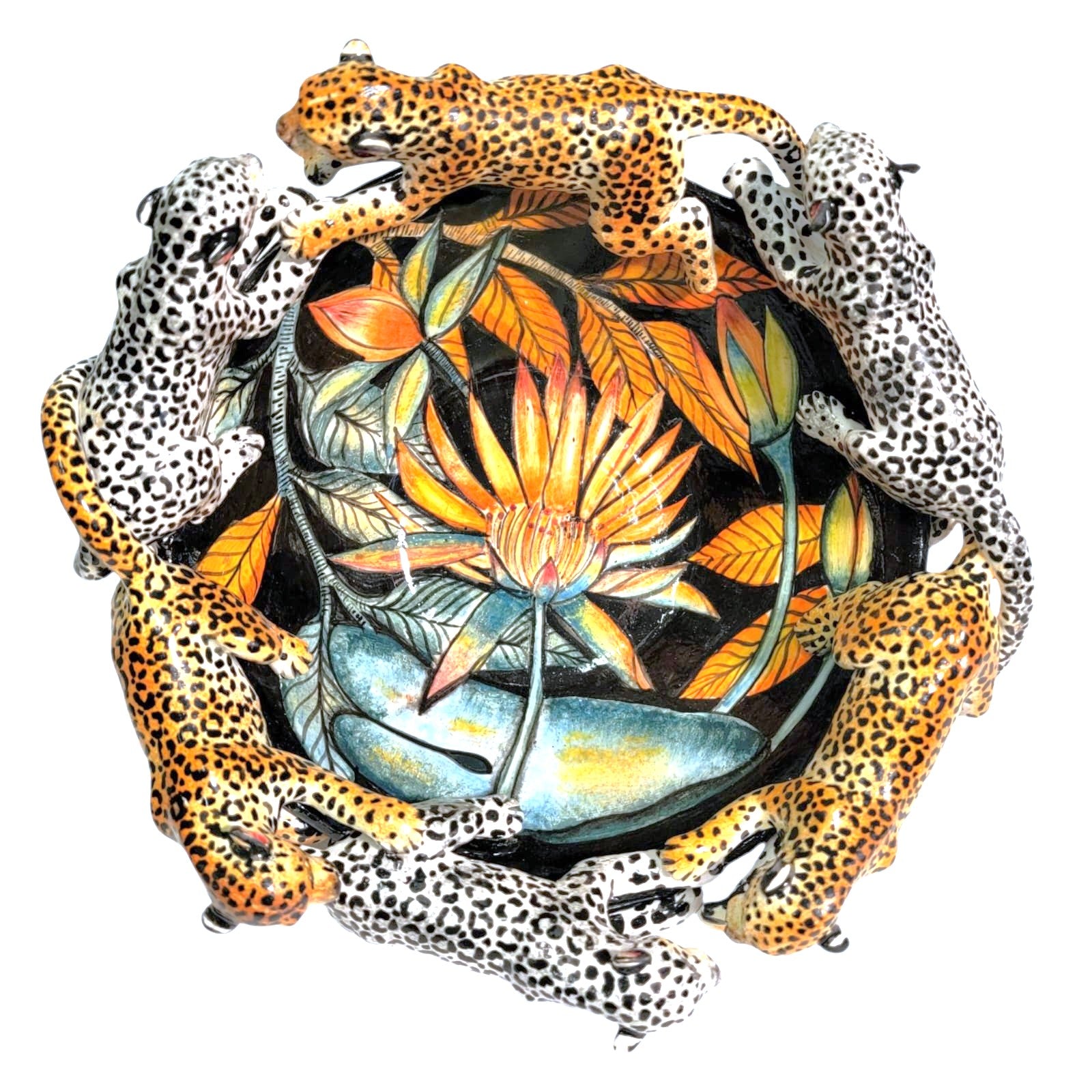 Leopard,lotus flower, bowl