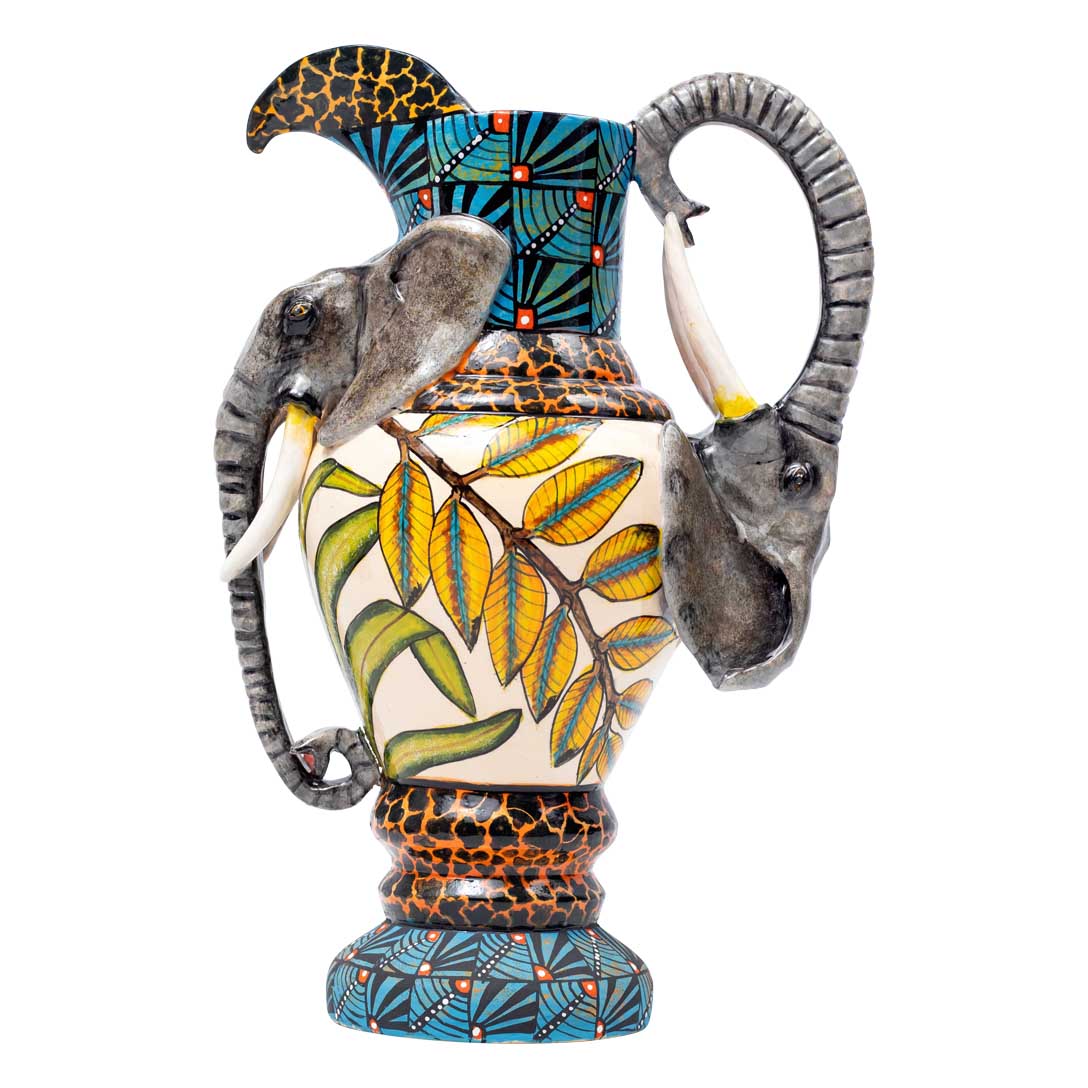 Elephant,leaves, pattern jug