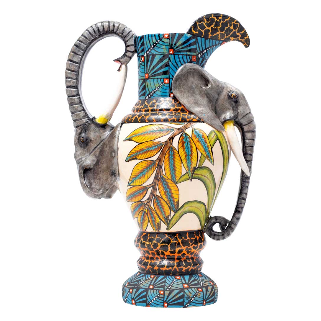 Elephant,leaves, pattern jug