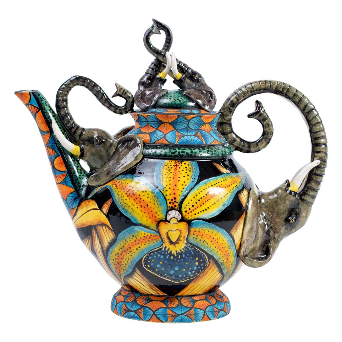 Elephant & orchid teapot