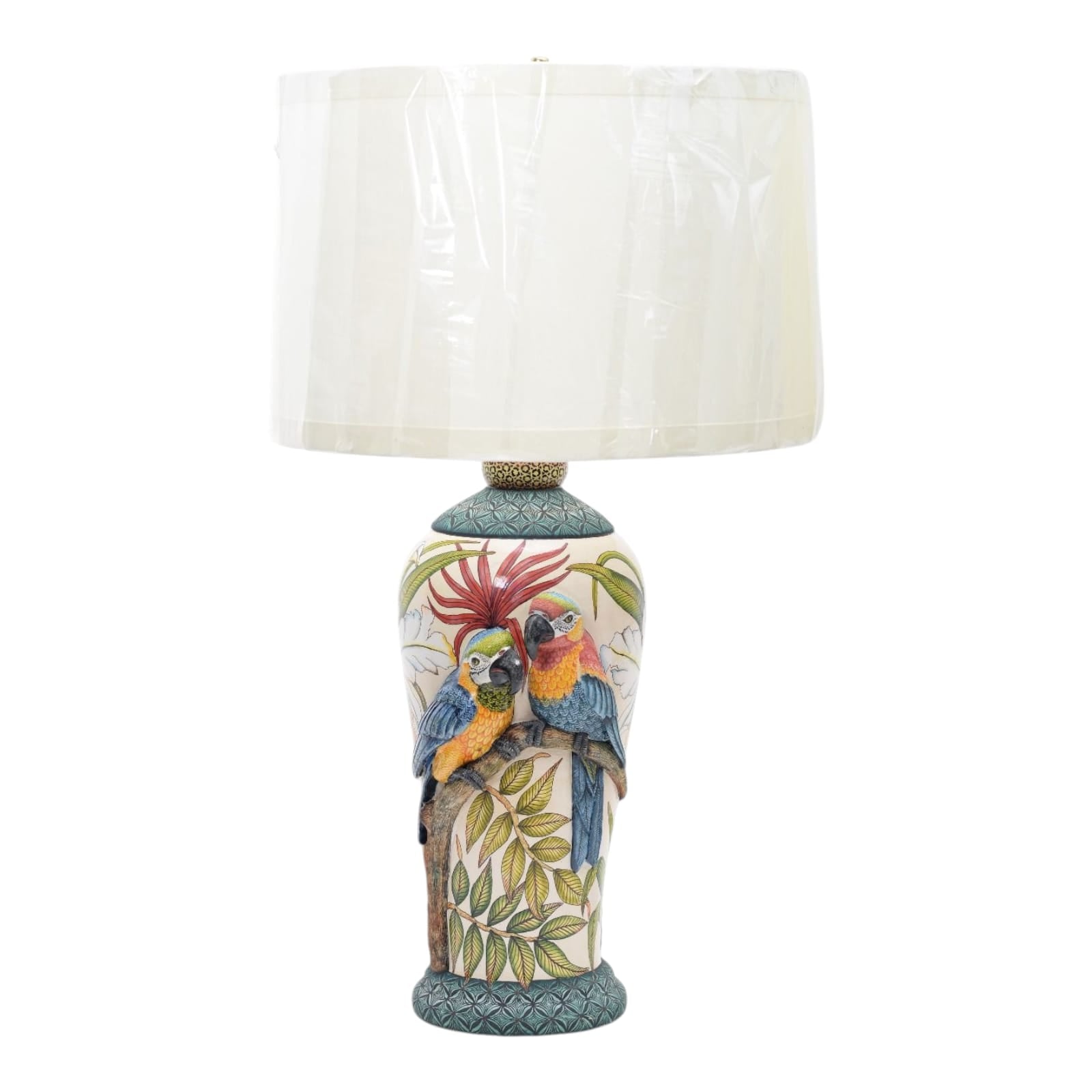 Pair of parrot & orchid flower lamps