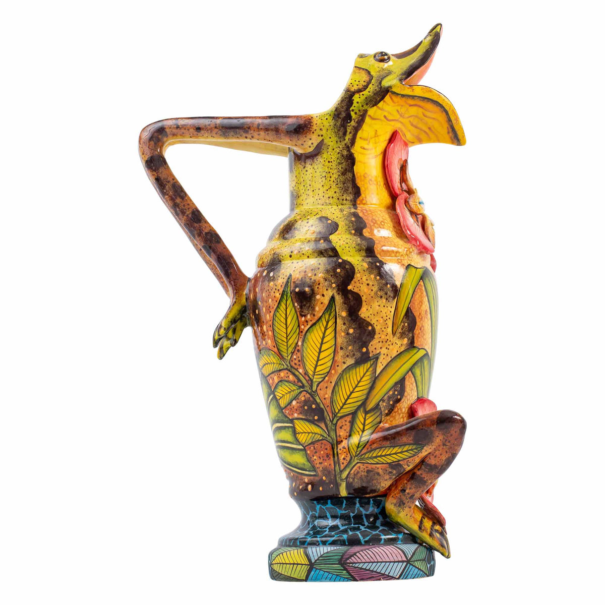 Frog & water lily flower jug