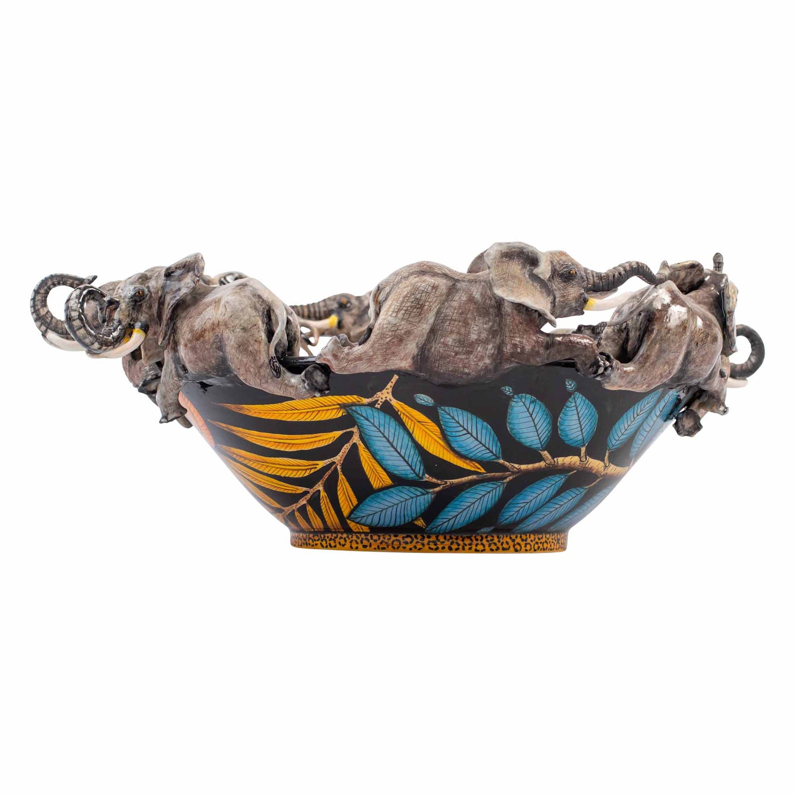 Elephant & orchid flower bowl