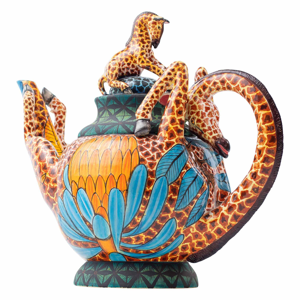 Giraffe & protea teapot