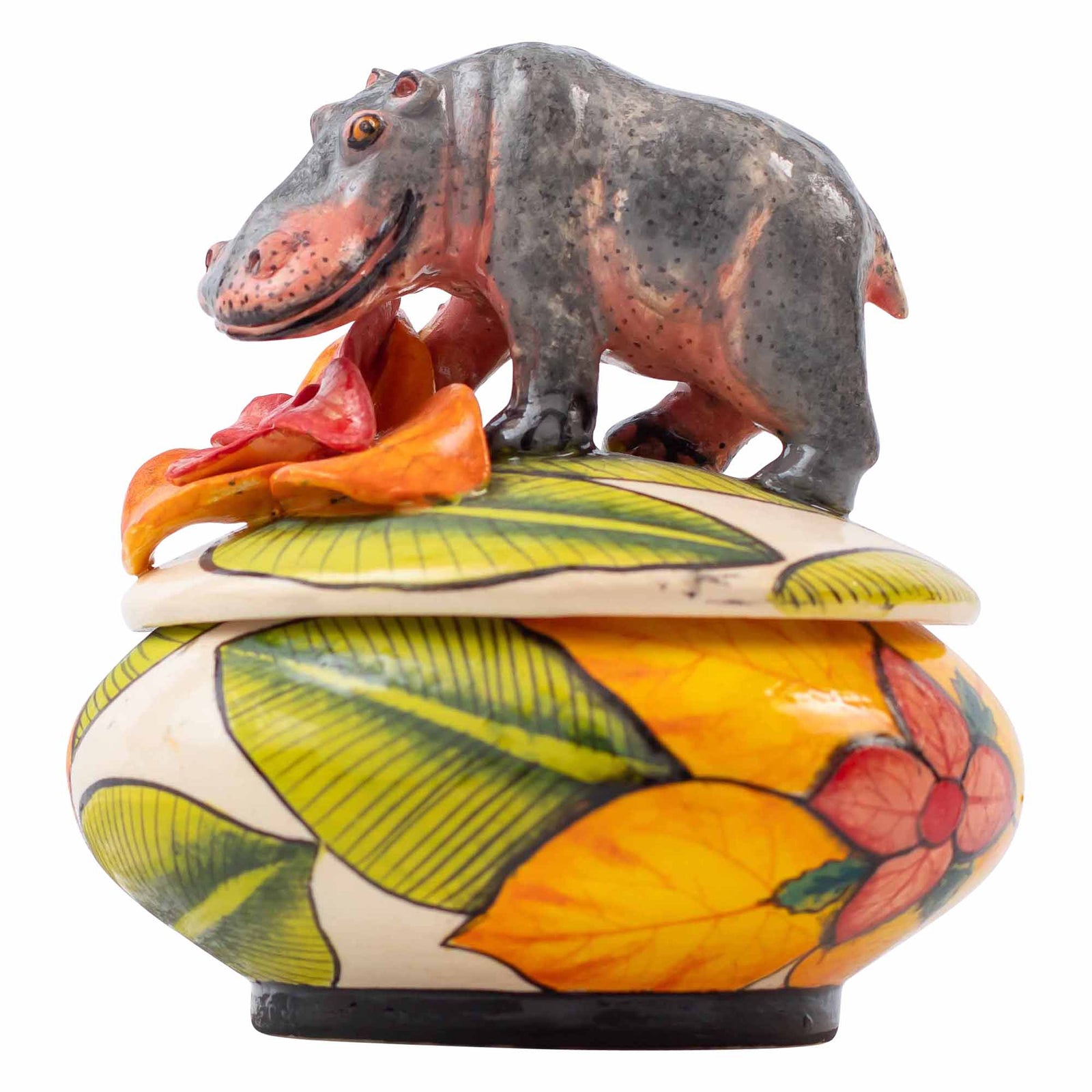 Hippo & lily pad flower jewelry box