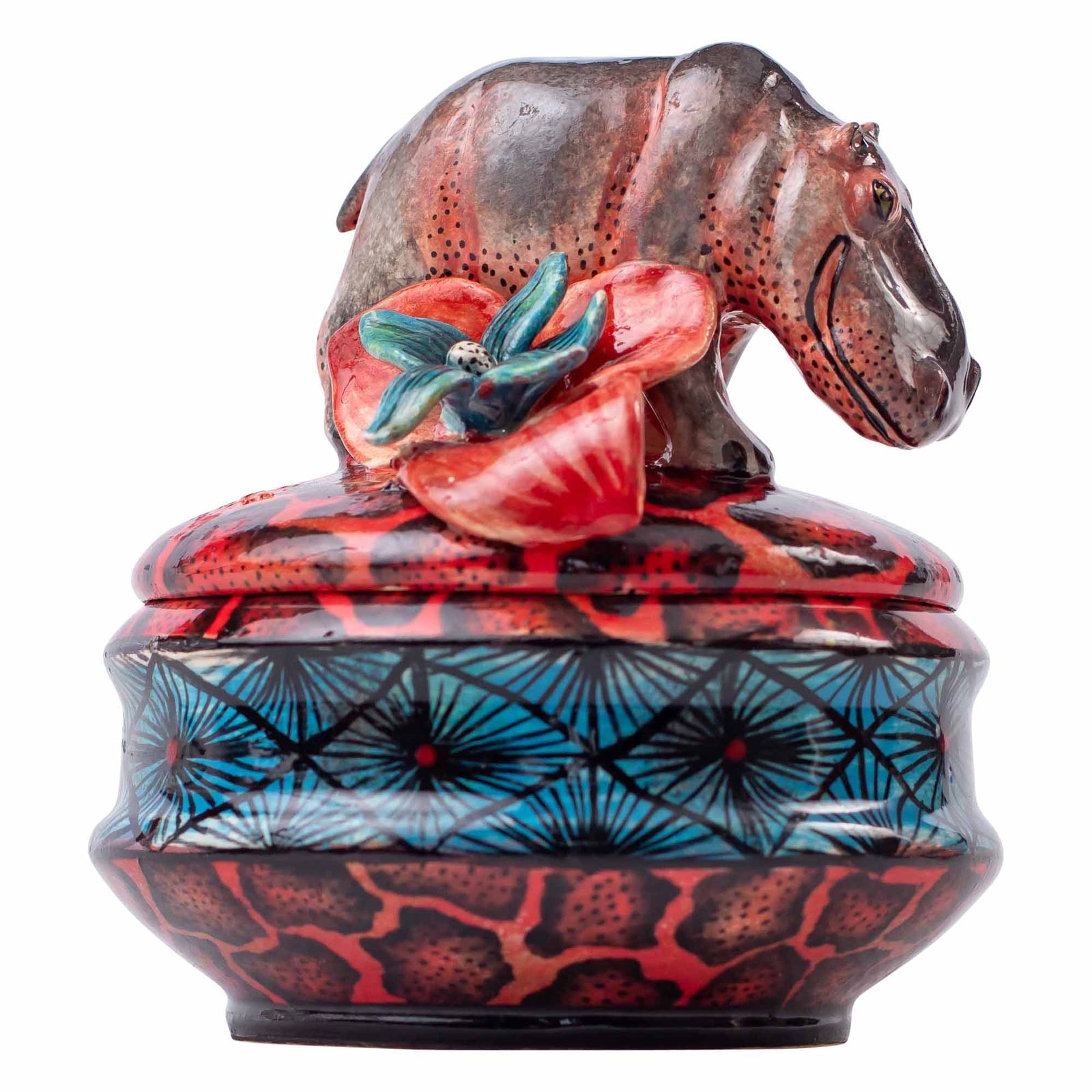 Hippo & lily pad flower jewelry box